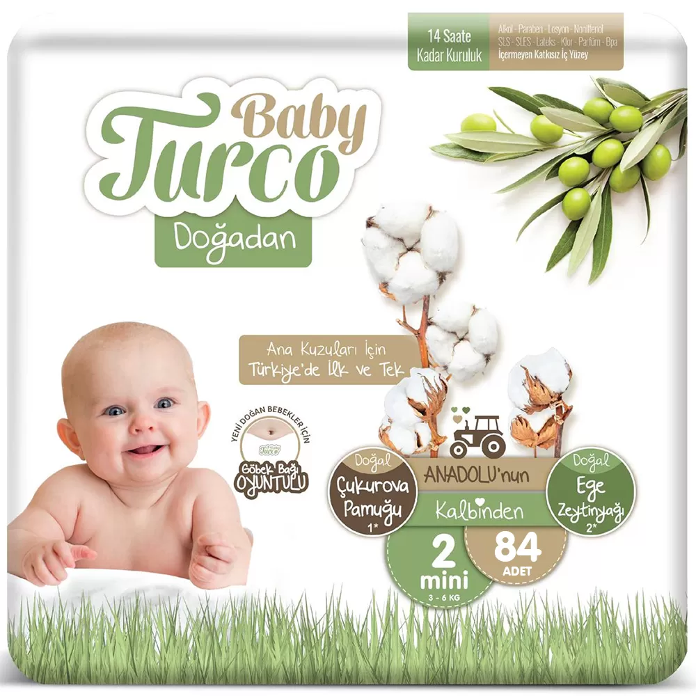 Baby Turco Doğadan 2 Numara Mini 3-6 Kg 42x2 84 Adet