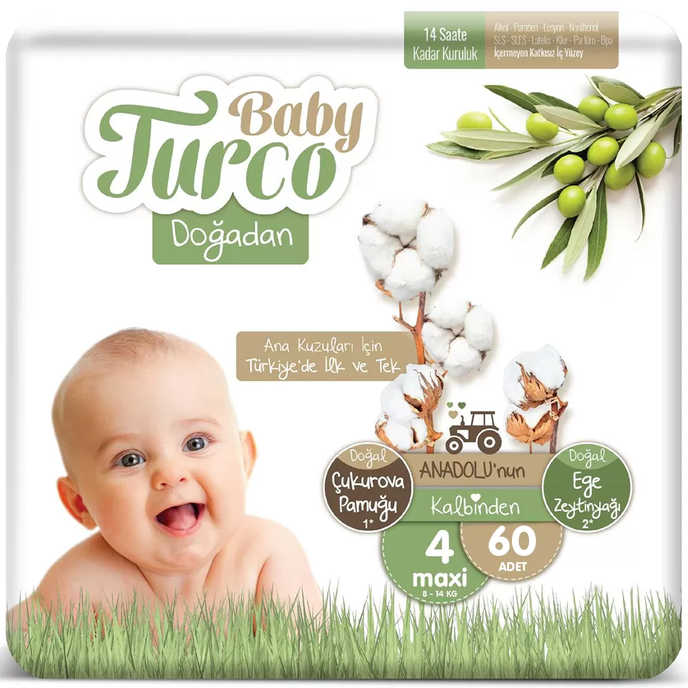 Baby Turco Doğadan 4 Numara Maxi 8-14 Kg 30x2 60 Adet