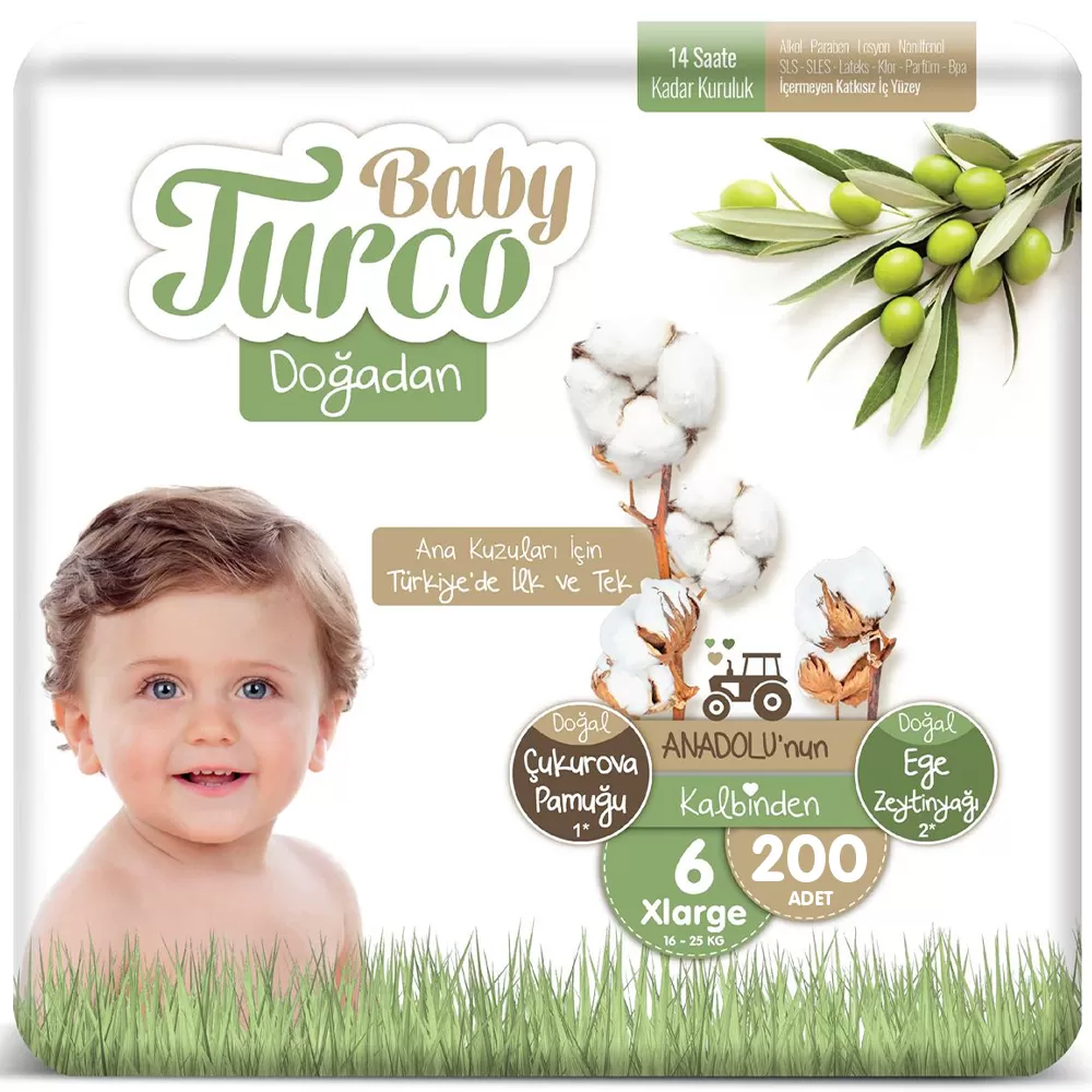 Baby Turco Doğadan 6 Numara Xlarge 16-25 Kg 20x10 200 Adet