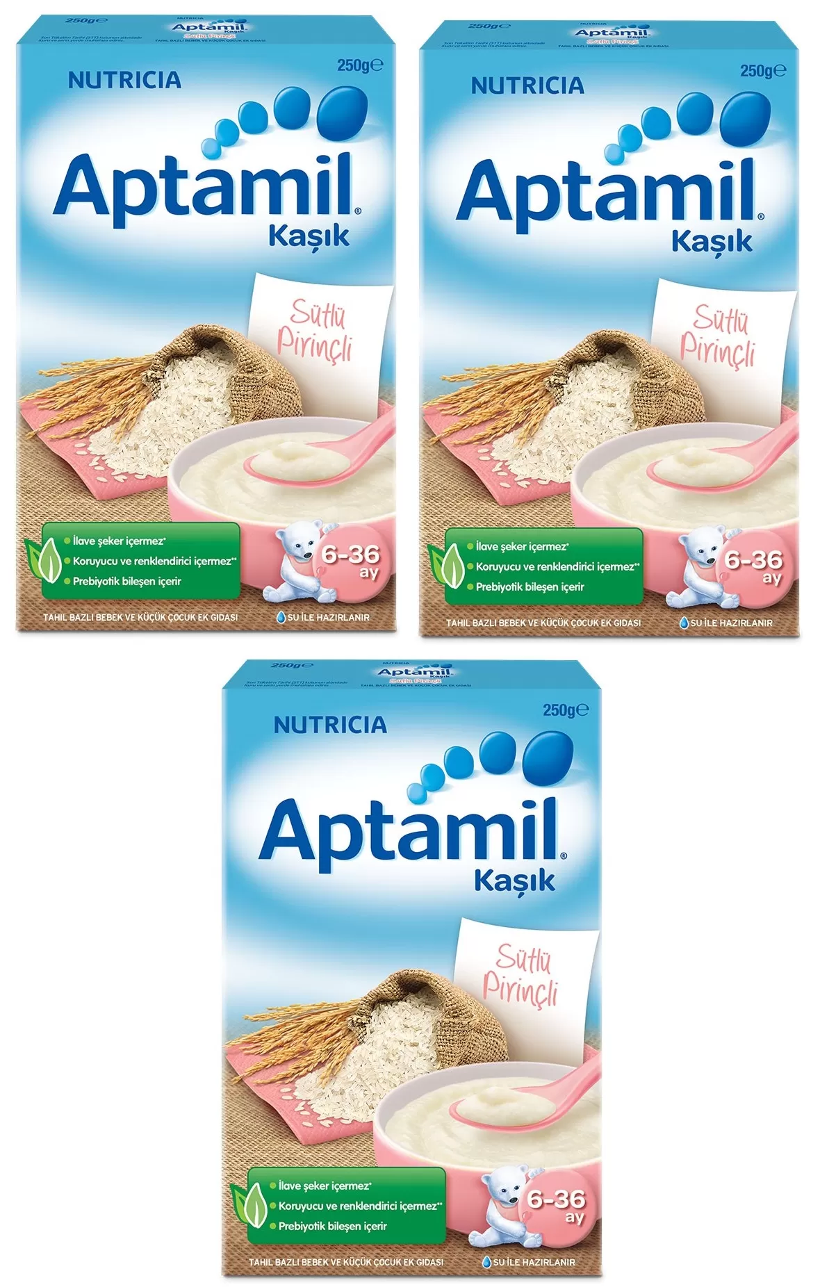 Aptamil Sütlü Pirinçli Kaşık Maması 250 gr. (3 Adet)