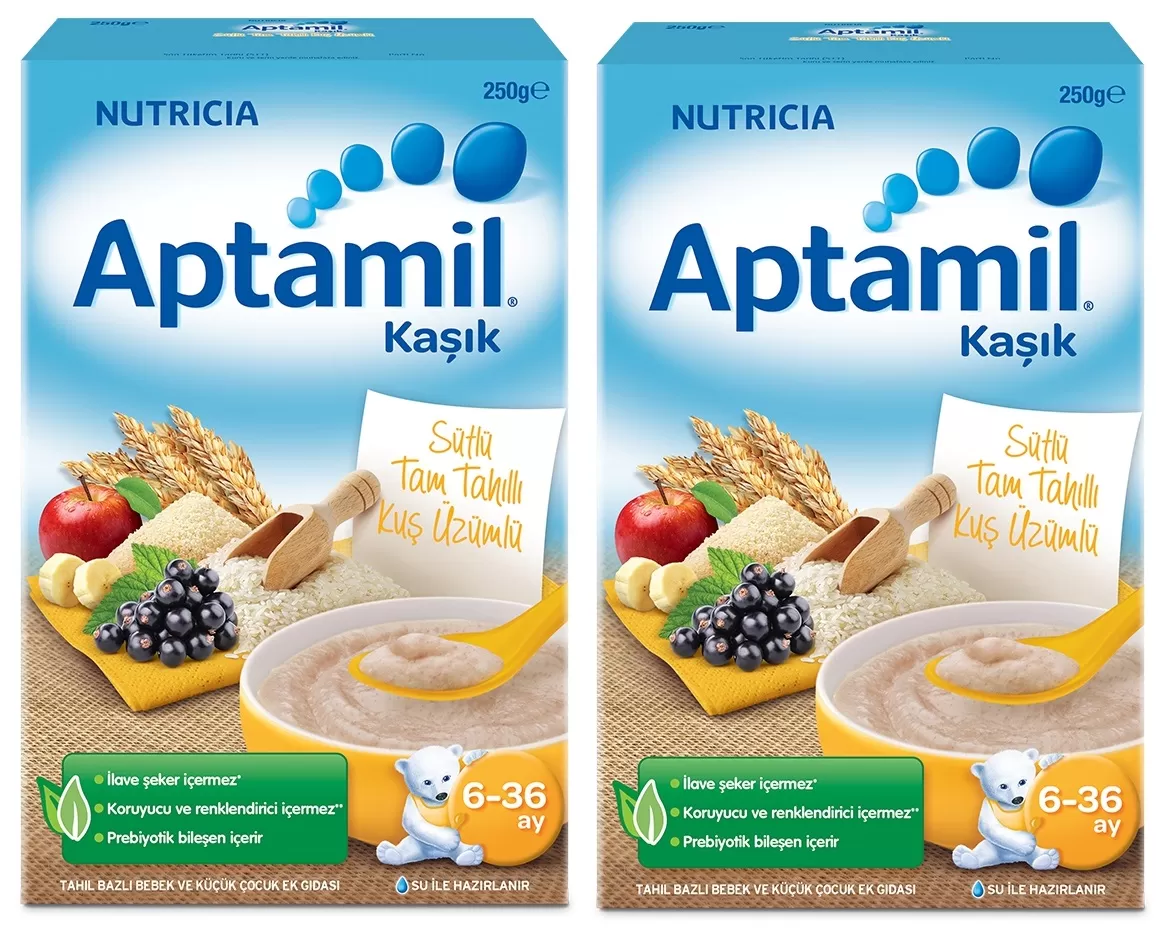 Aptamil Sütlü Tam Tahıllı Kuş Üzümlü Kaşık Maması 250 gr.(2 Adet)