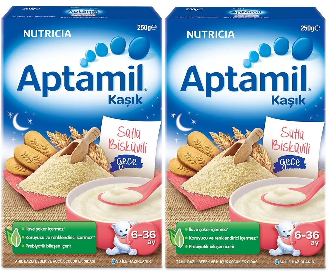 Aptamil Sütlü Bisküvili Gece Kaşık Maması 250 gr. ( 2 Adet)