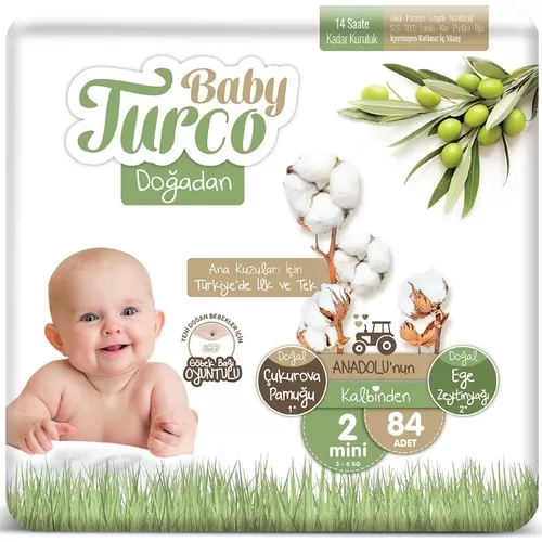 Baby Turco Bebek Bezi 2 Numara Mini 3-6 Kg 6*84 504 Adet