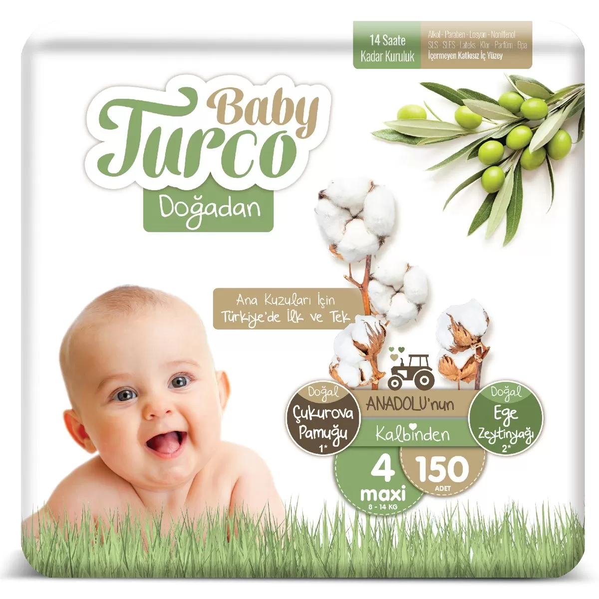 Baby Turco Doğadan 4 Numara Maxi 8-14 Kg 30x5 150 Adet