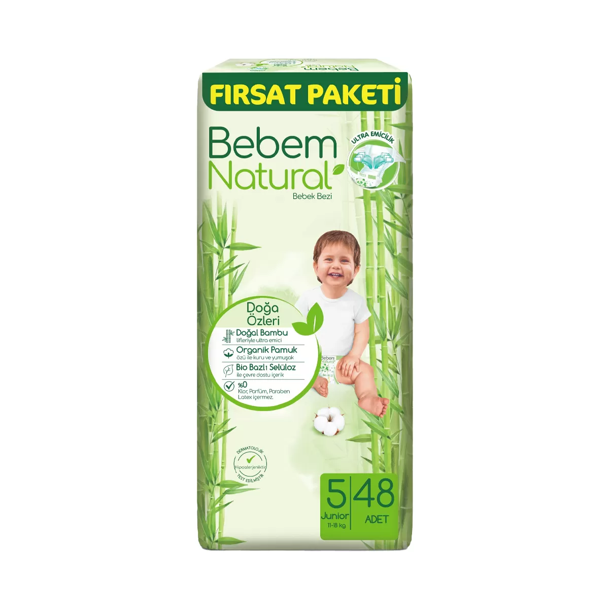 Bebem Natural Bebek Bezi Fırsat Paketi 5 Beden 48x3 144 Adet