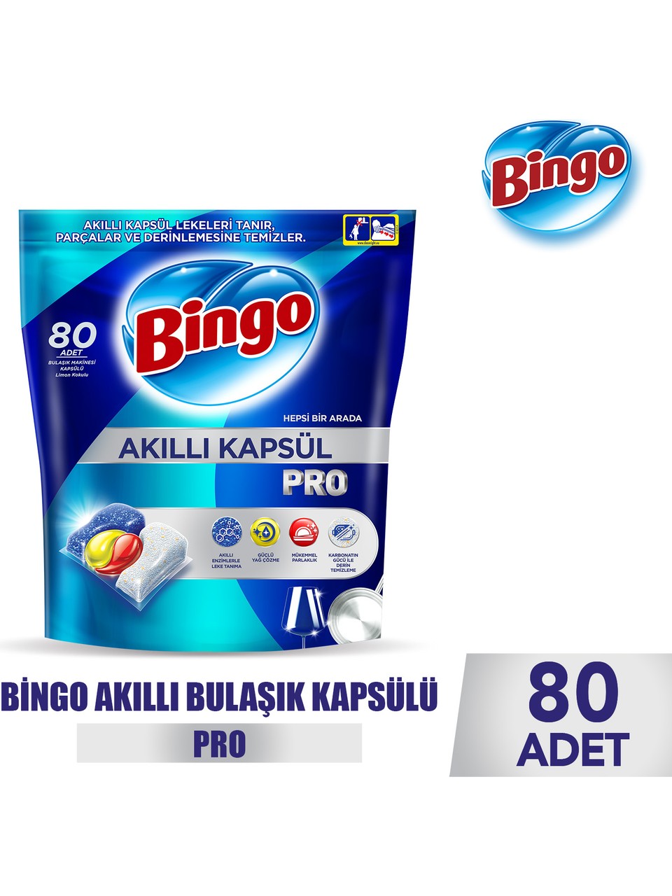 Bingo Akıllı Kapsül Pro Bulaşık Makinesi Deterjanı 80 Tablet