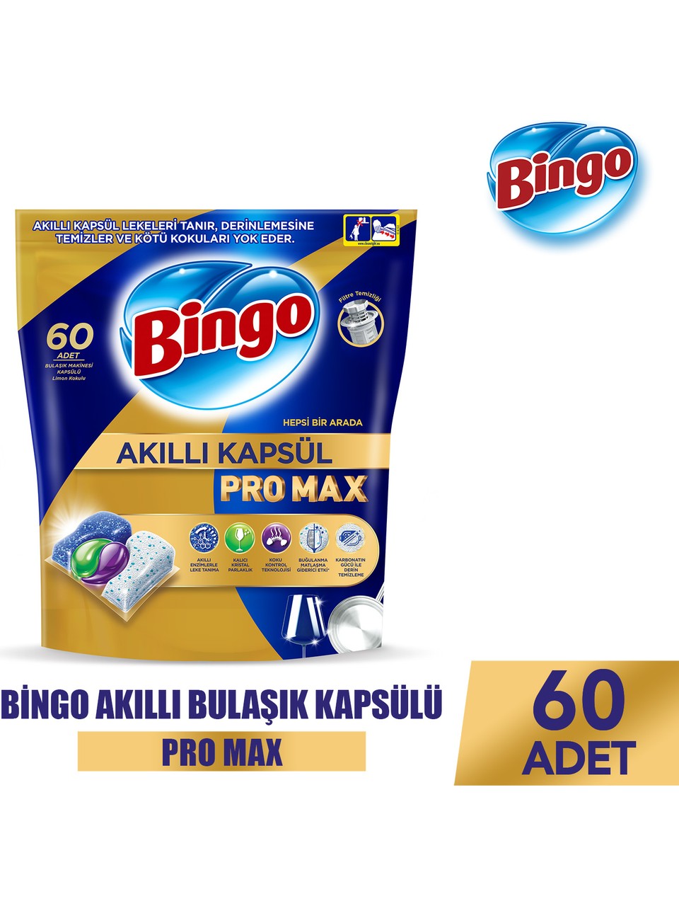 Bingo Akıllı Kapsül Pro Max Bulaşık Makinesi Deterjanı 60 Tablet