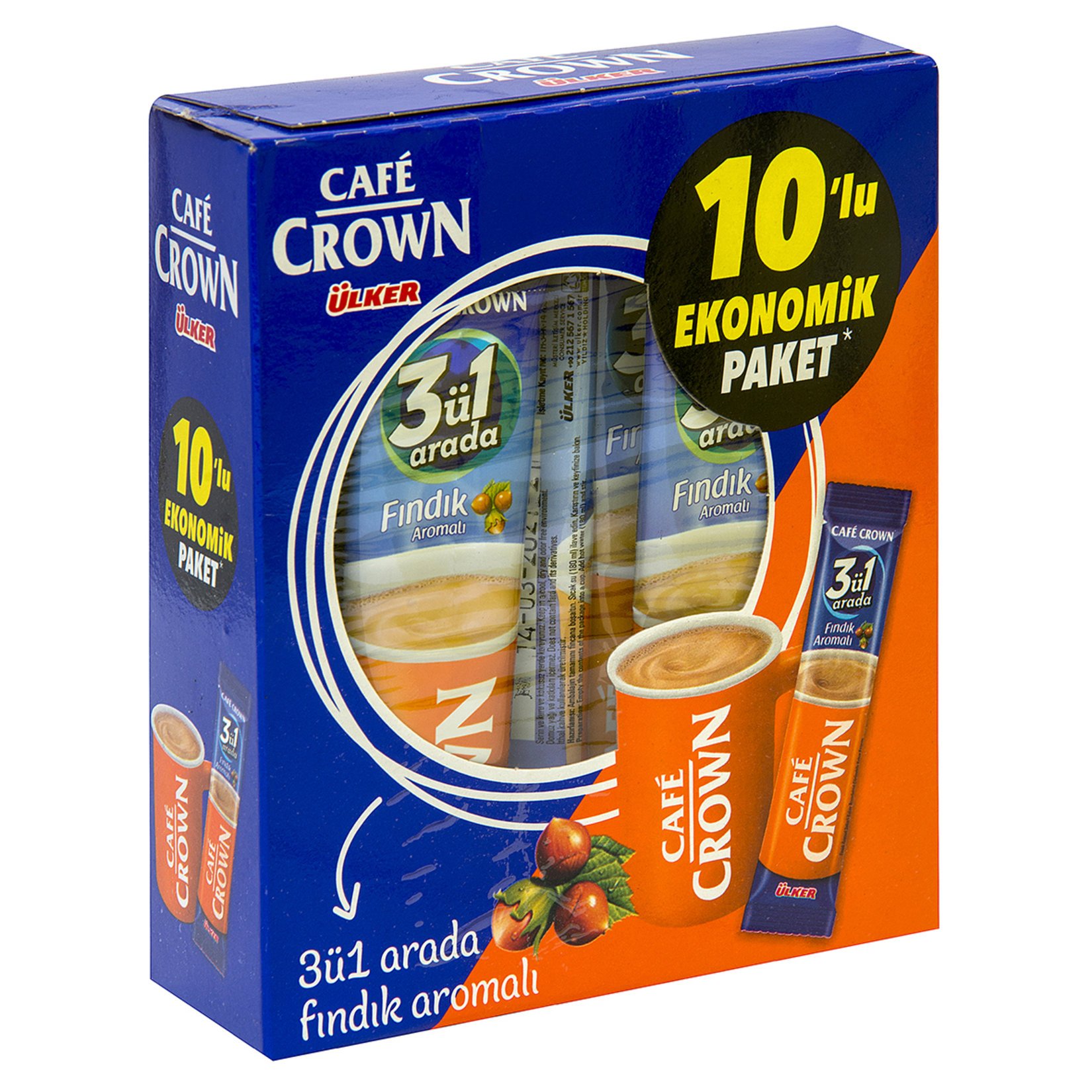 Cafe Crown 3'ü 1 Arada Fındık Aromalı 180 Gr 10 Adet