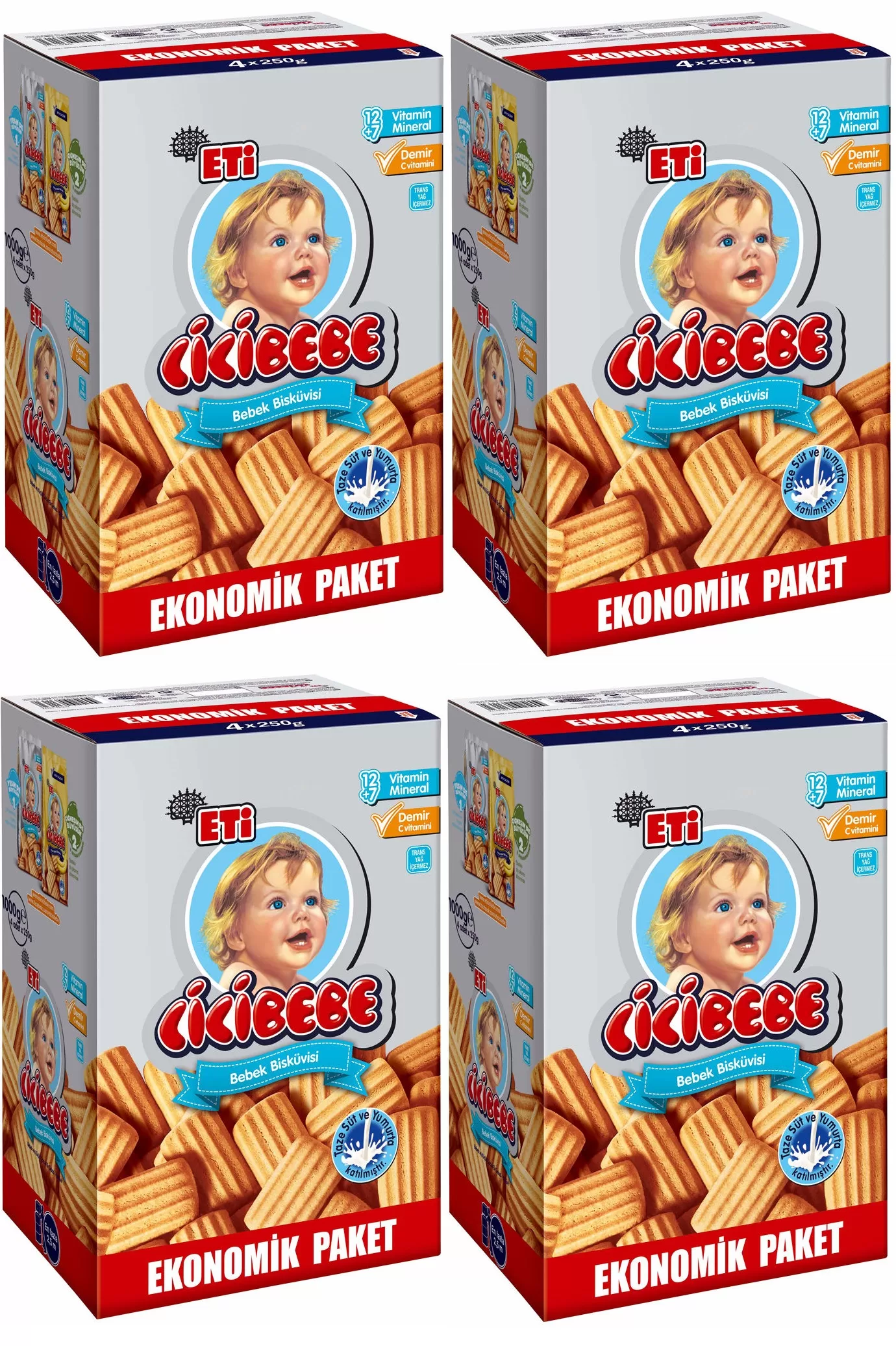 Eti Cicibebe Bebek Bisküvisi 1000 gr (4'lü paket)