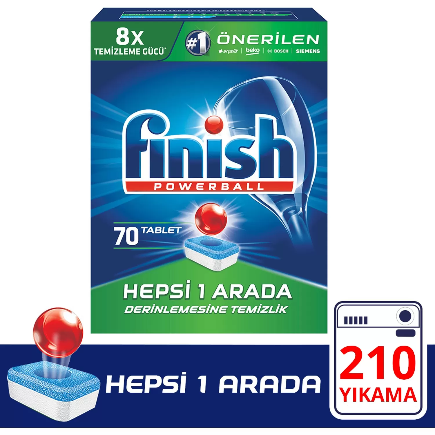 Finish Hepsi Bir Arada Bulaşık Makinesi Deterjanı 70*3  210 Tablet