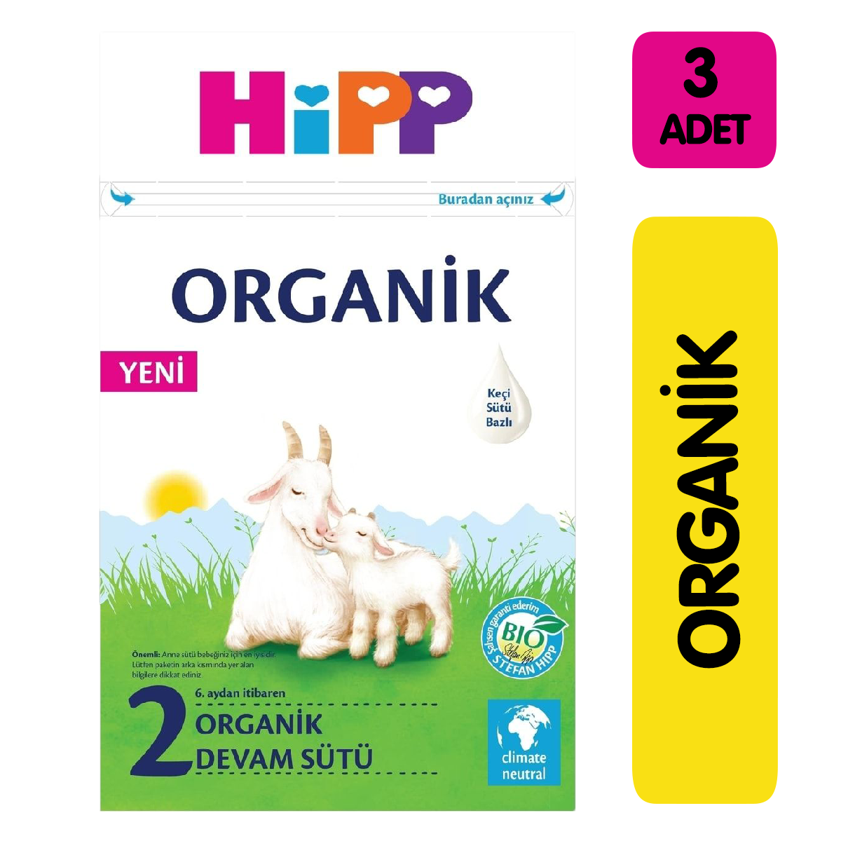 Hipp 2 Organik Keçi Sütü Bazlı Devam Sütü 400 gr 3'lü Paket