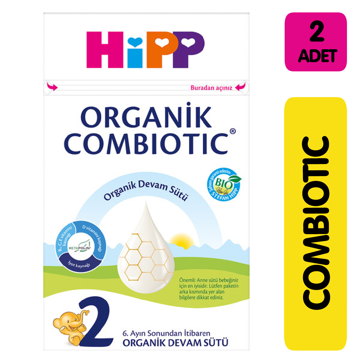 Hipp Organic Combiotic Devam Sütü 2 Numara 800 gr 2 li Paket