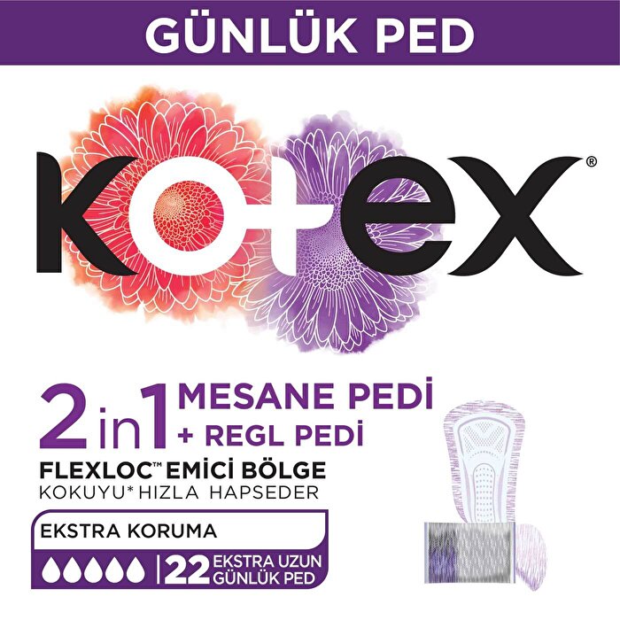 Kotex 2in1 Mesane + Regl Uzun Günlük Ped 22x5 110 Adet