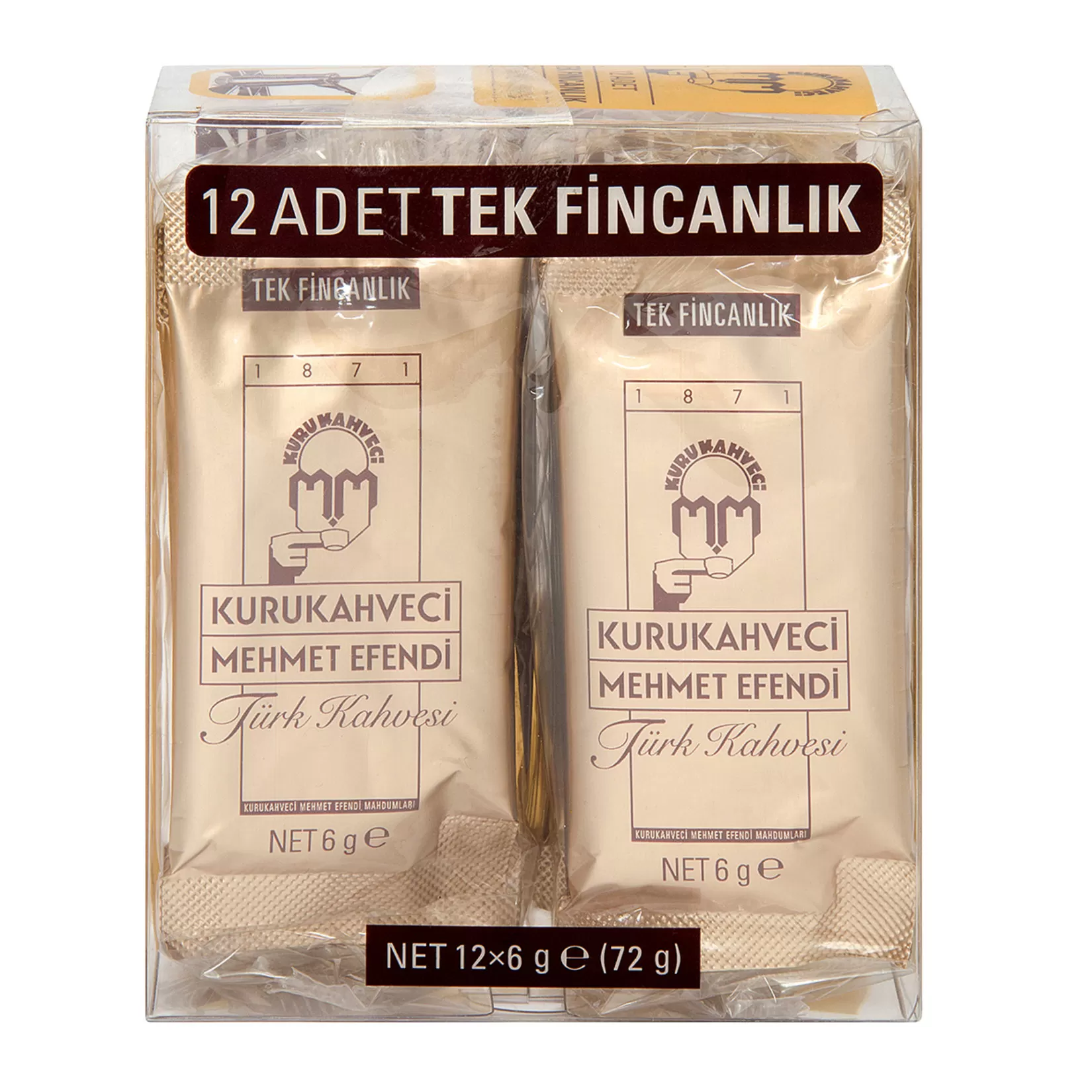 Kurukahveci Mehmet Efendi Türk Kahvesi 12x6 gr Tek İçimlik Ambalaj 3 Paket