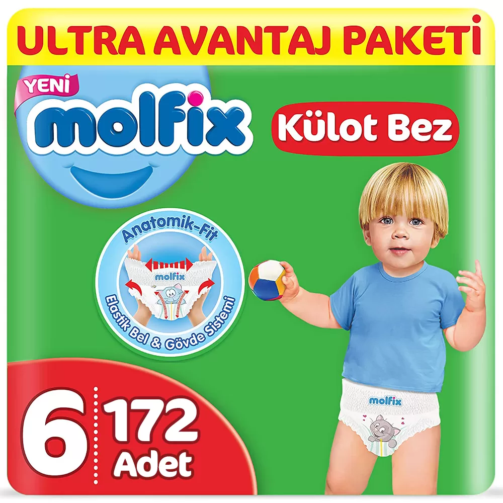 Molfix Bebek Bezi 6 Beden Külot Bez Ultra Avantaj Paketi (86*2) 172 Adet