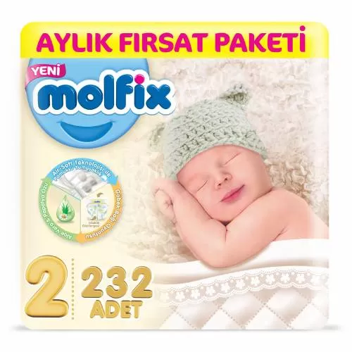 Molfix Bebek Bezi 2 Beden Yenidoğan Fırsat Paketi 3-6 Kg 232 Adet