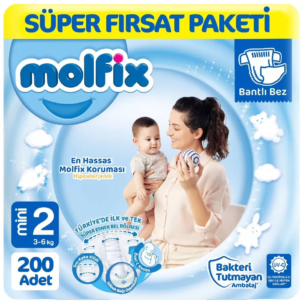 Molfix Bebek Bezi 2 Beden Süper Fırsat Paketi 100x2 200 Adet