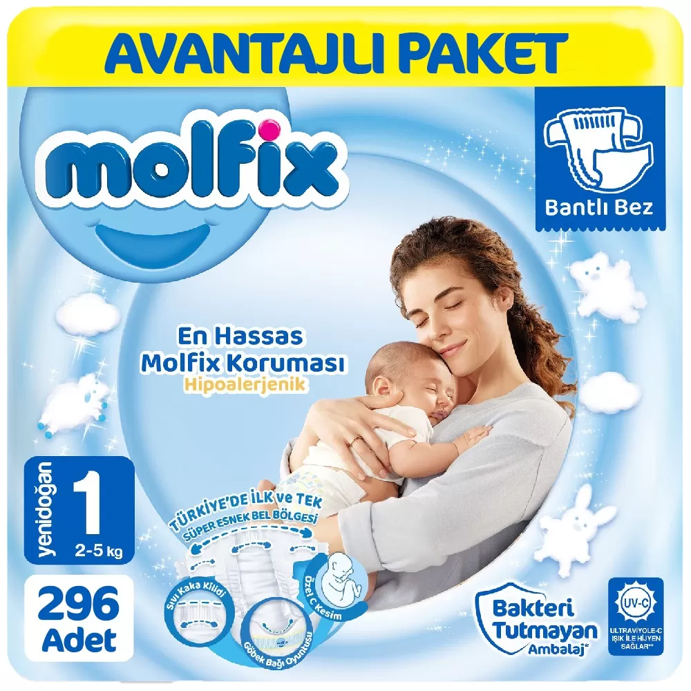 Molfix Bebek Bezi Avantajlı Paket 1 Beden 74x4 296 Adet