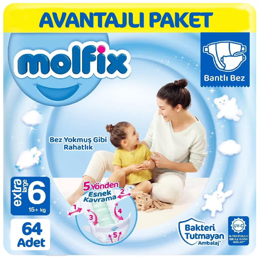 Molfix Bebek Bezi Avantajlı Paket 6 Beden 32x2 64 Adet