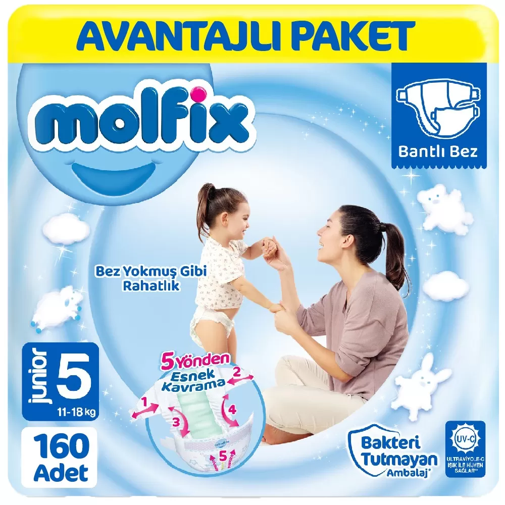 Molfix Bebek Bezi Avantajlı Paket 5 Beden 40x4 160 Adet