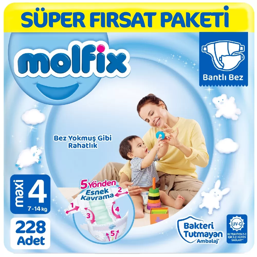 Molfix Bebek Bezi 4 Beden Süper Fırsat Paketi 76x3 228 Adet