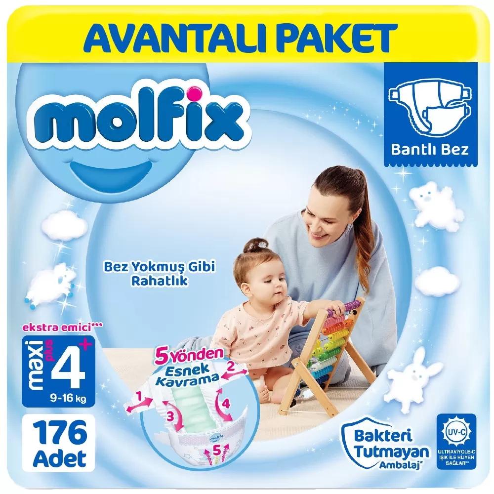 Molfix Bebek Bezi Avantajlı Paket 4+ Beden 44x4 176 Adet