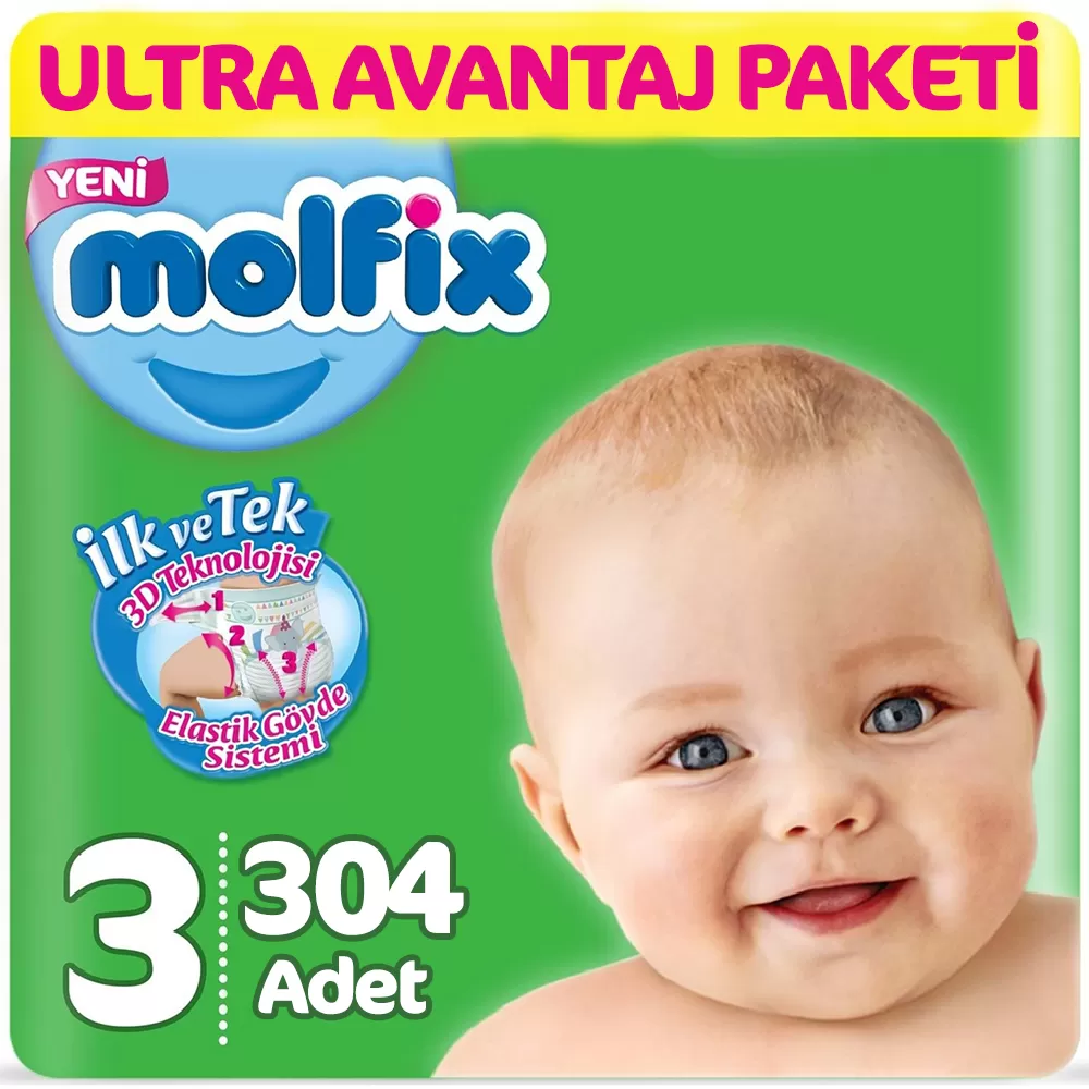 Molfix Bebek Bezi 3 Beden Midi Ultra Avantaj Paketi (2*152)  304 Adet