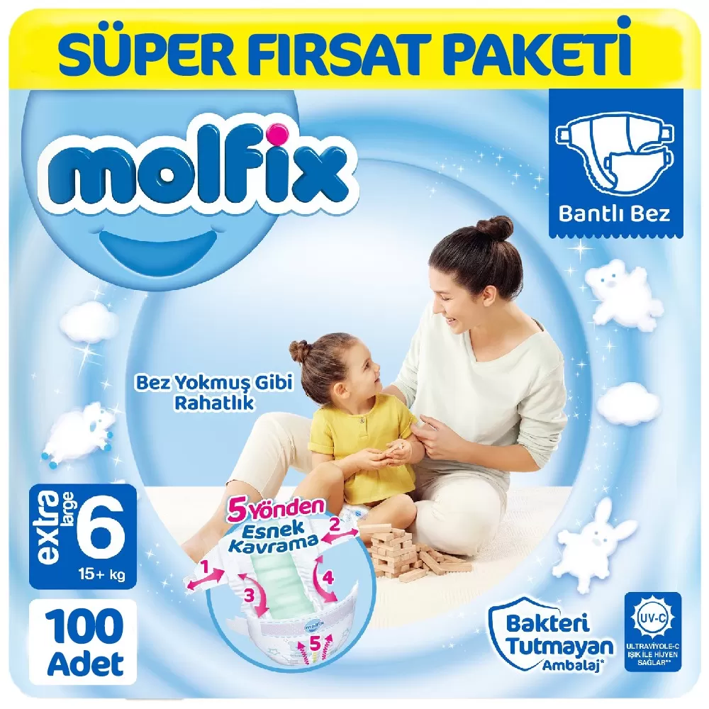 Molfix Bebek Bezi 6 Beden Süper Fırsat Paketi 50x2 100 Adet