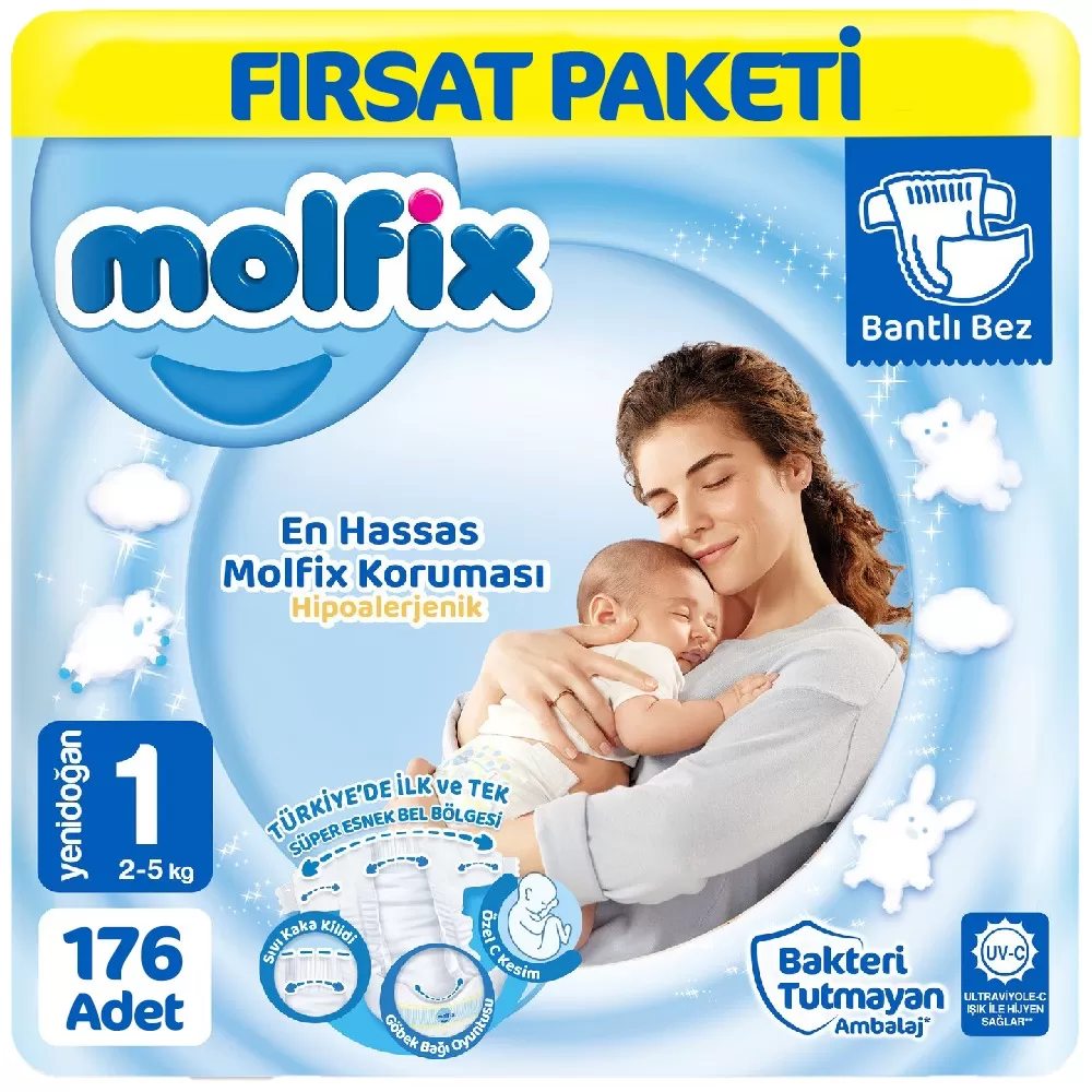 Molfix Bebek Bezi 1 Beden Fırsat Paketi 88x2 176 Adet