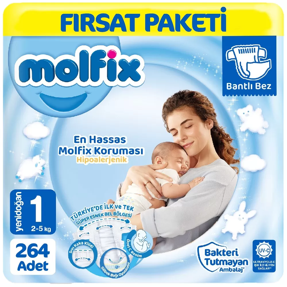 Molfix Bebek Bezi 1 Beden Fırsat Paketi 88x3 264 Adet