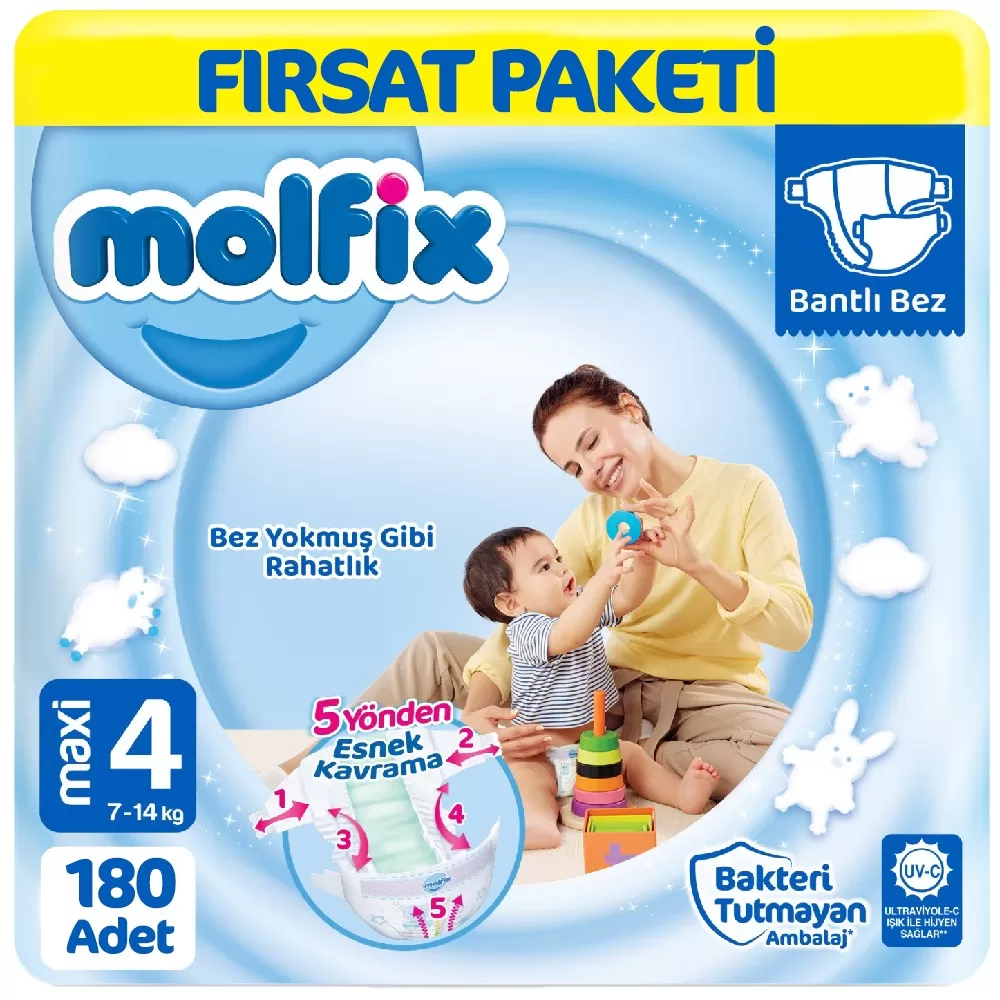 Molfix Bebek Bezi 4 Beden Fırsat Paketi 60x3 180 Adet