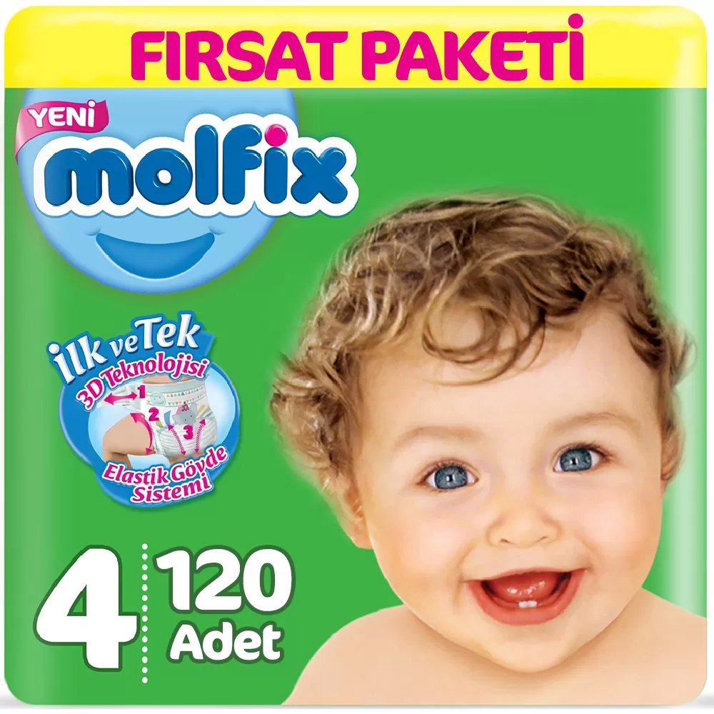 Molfix Bebek Bezi 4 Beden Fırsat Paketi 7-14 Kg (2*60) 120 Adet