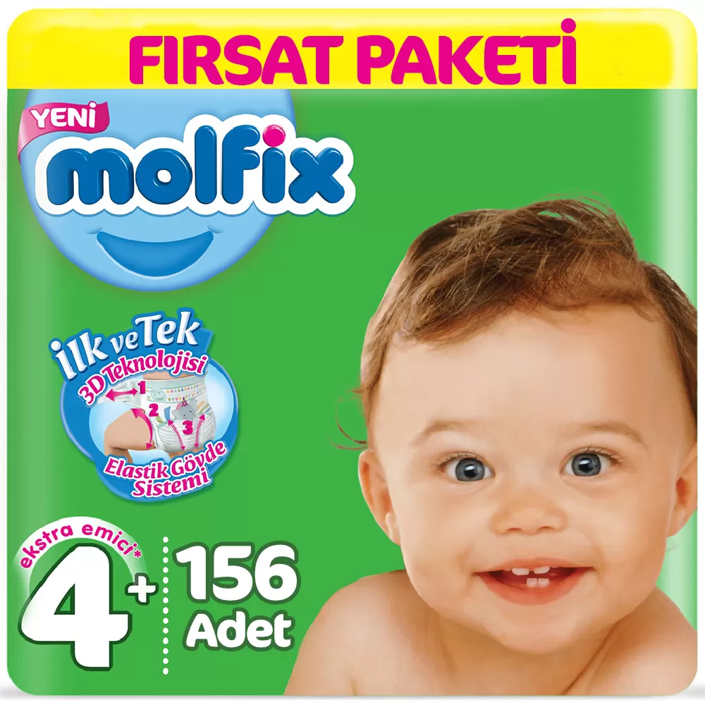 Molfix Bebek Bezi 4+ Beden Fırsat Paketi 9-16 Kg (3*52) 156 Adet