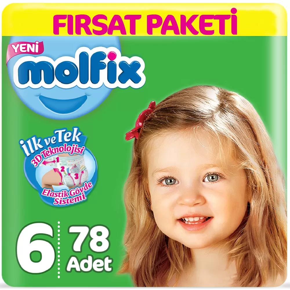 Molfix Bebek Bezi 6 Beden Fırsat Paketi 15+ Kg (2*39) 78 Adet