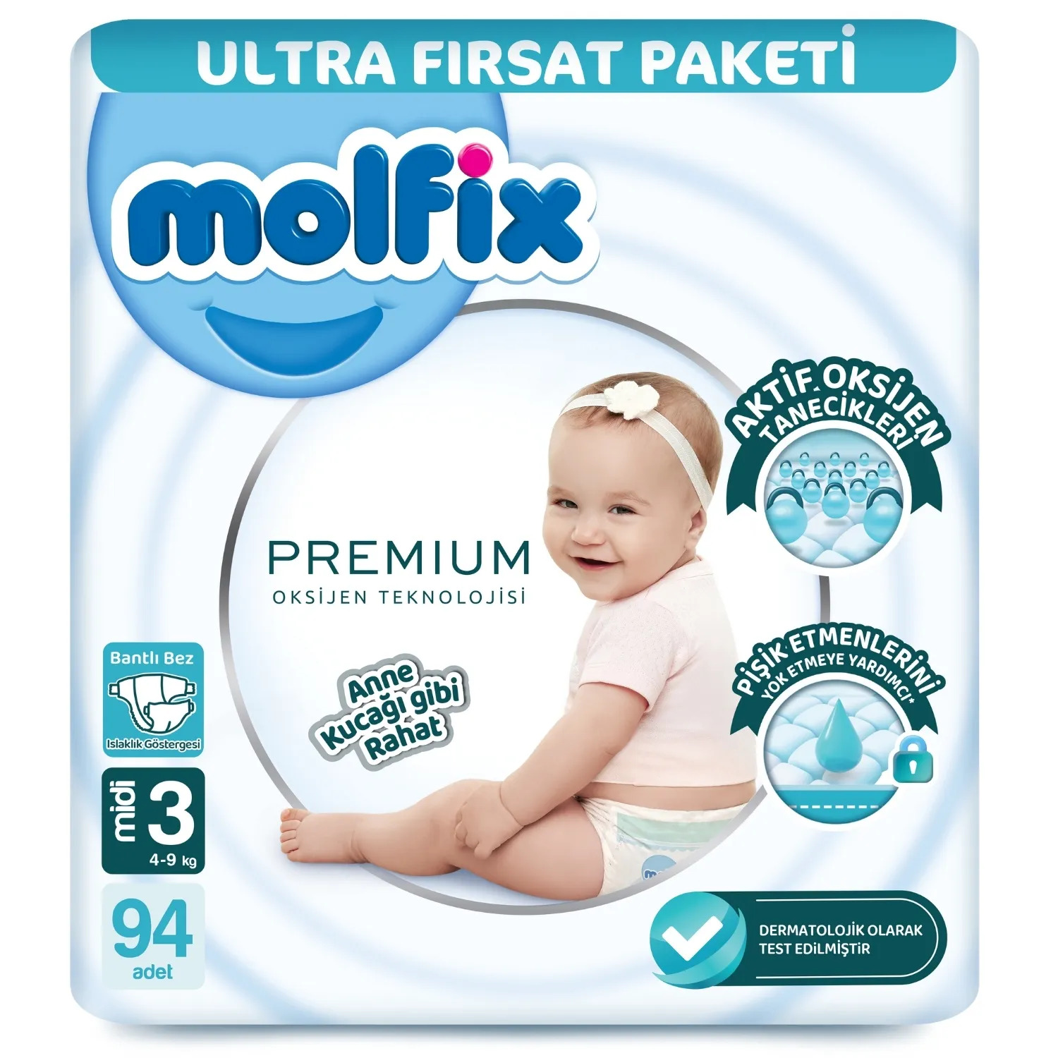 Molfix Premium Ultra Fırsat Paketi 3 Beden 94x2 188 Adet