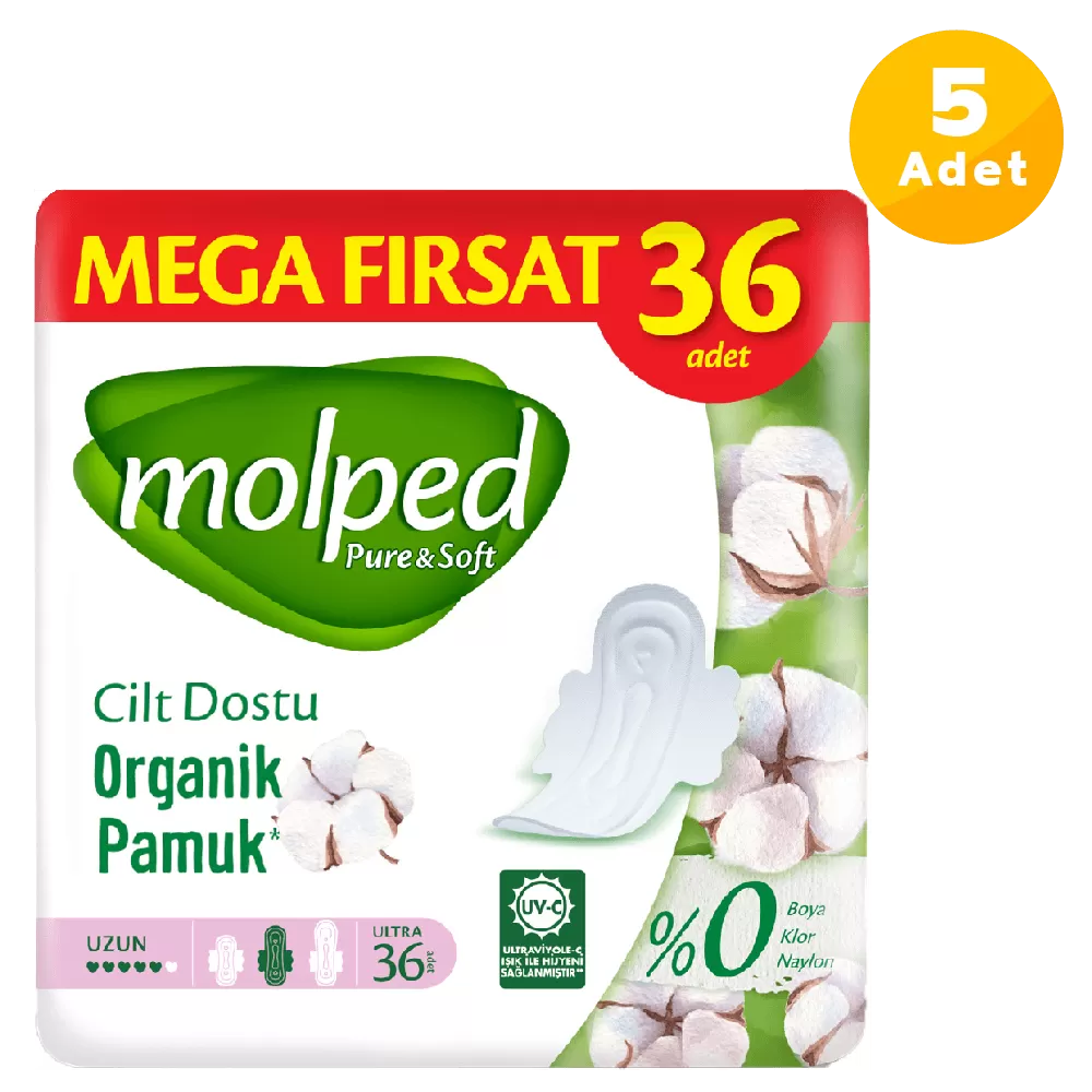 Molped Pure Soft Hijyenik Ped Uzun Mega Fırsat 36'lı 5 Paket