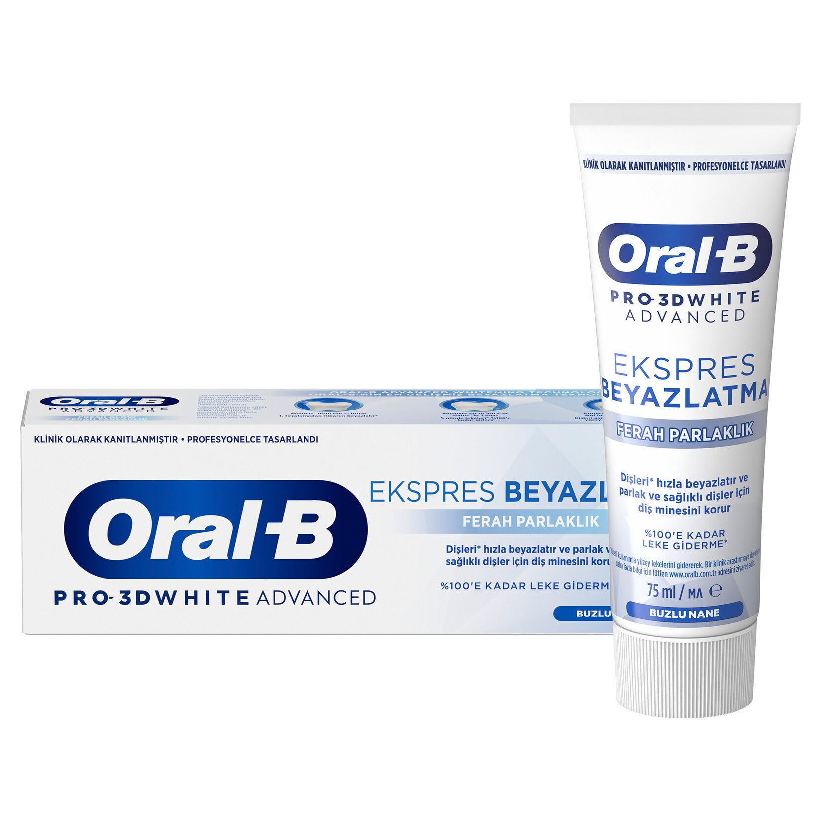 Oral-B Pro 3D White Advanced Ekspres Beyazlatma Ferah Parlaklık Diş Macunu 75 ml