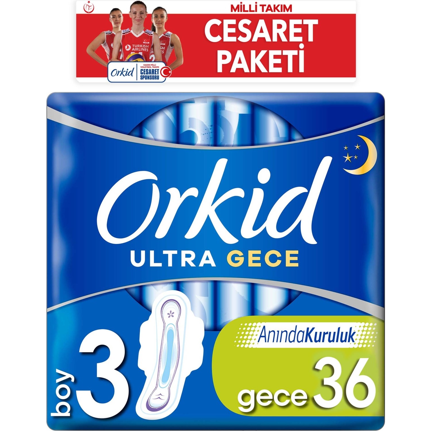 Orkid Ultra Extra Cesaret Paketi Gece Ped 36x5 180 Adet