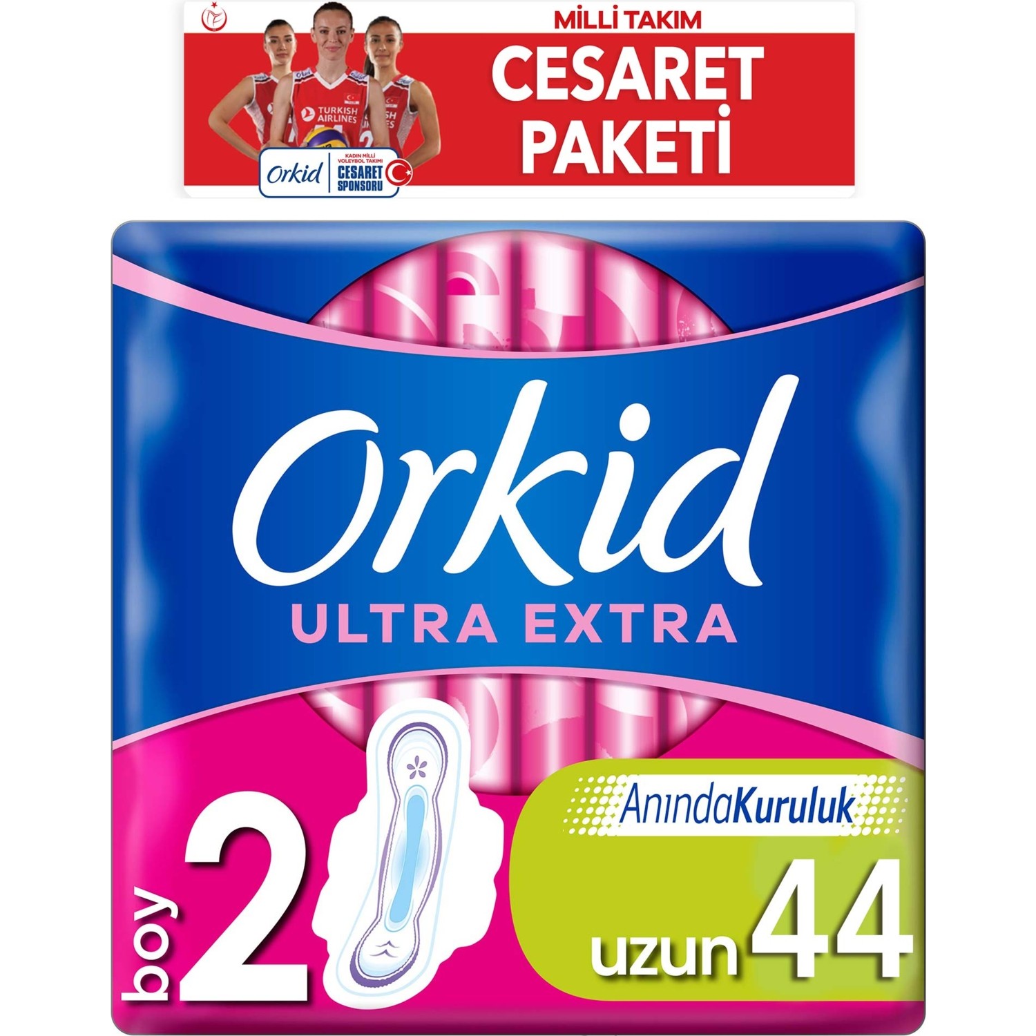 Orkid Ultra Extra Cesaret Paketi Normal+Uzun+Gece Ped 132 Adet