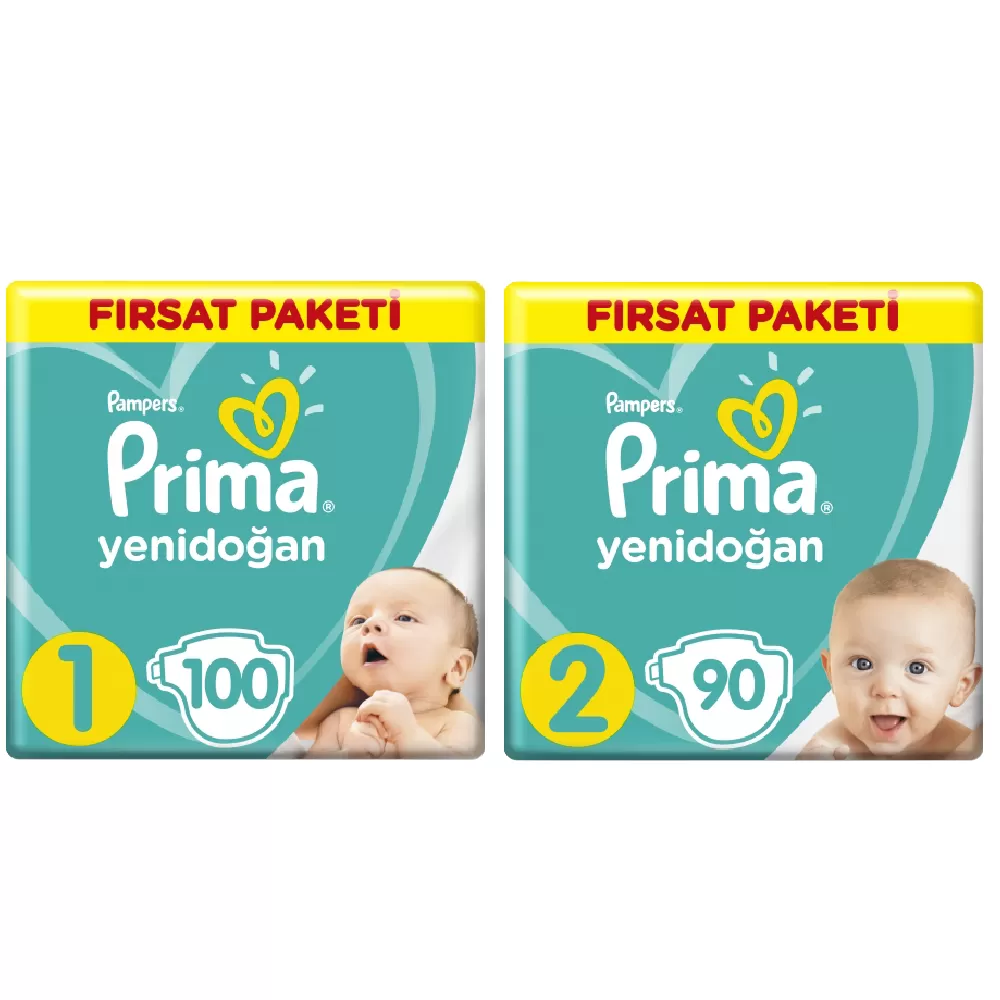 Prima Bebek Bezi 1 Beden 2 Beden Fırsat Paketi (100+90) Adet