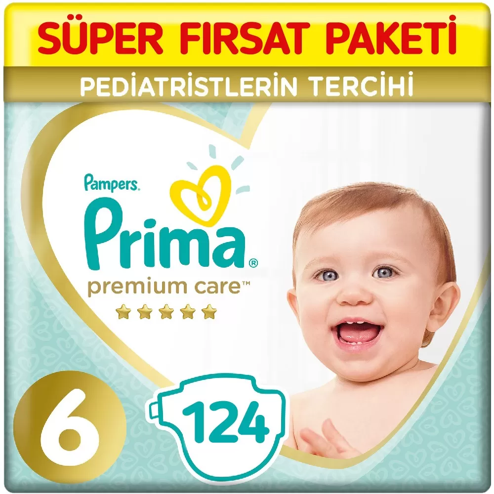 Prima Premium Care 6 Beden Bebek Bezi  62x2 124 Adet