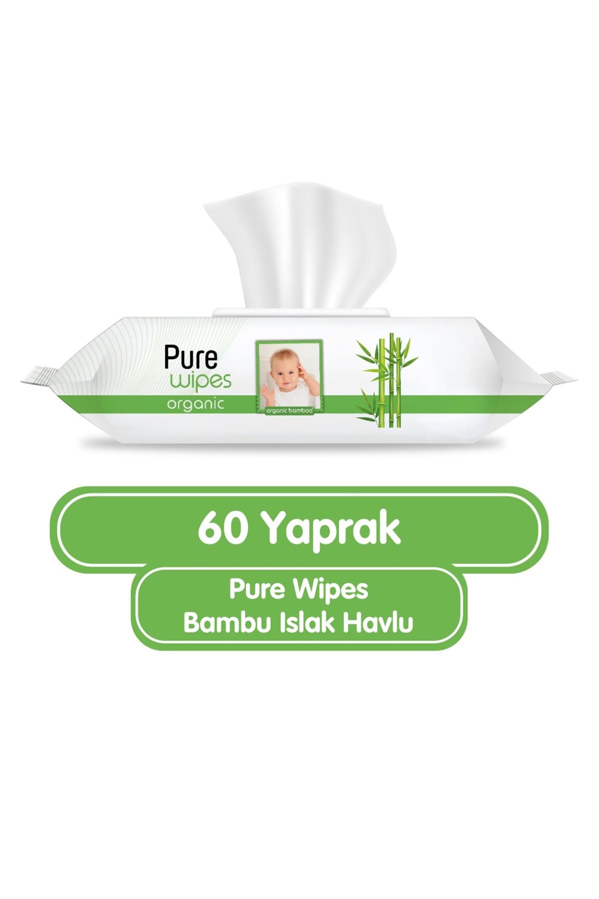 Pure Baby Organik Bambu Özlü Islak Havlu Mendil 60x18 1080 Yaprak