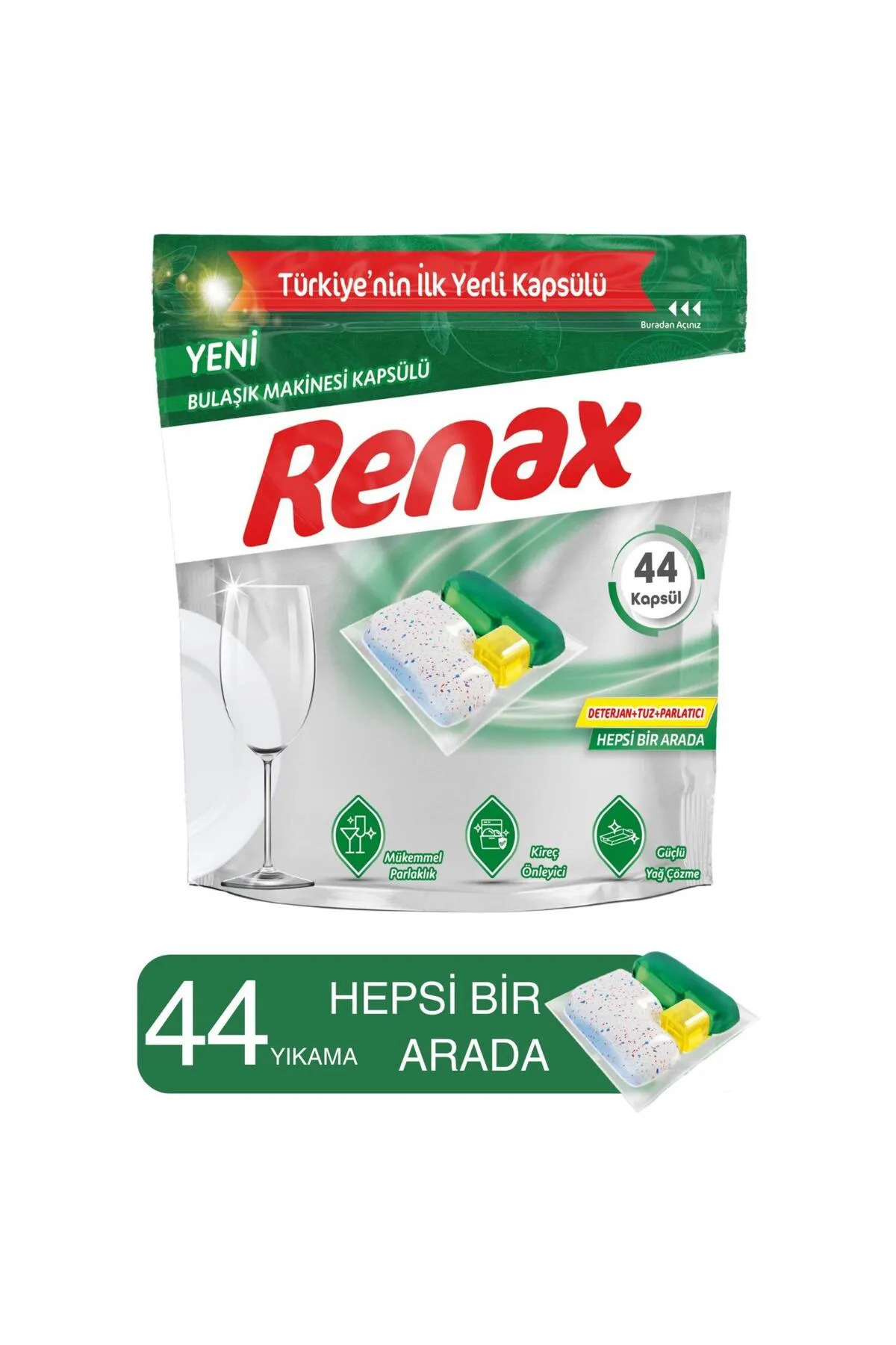 Renax Bulaşık Makinesi Kapsülü Hepsi Bir Arada 44'lü