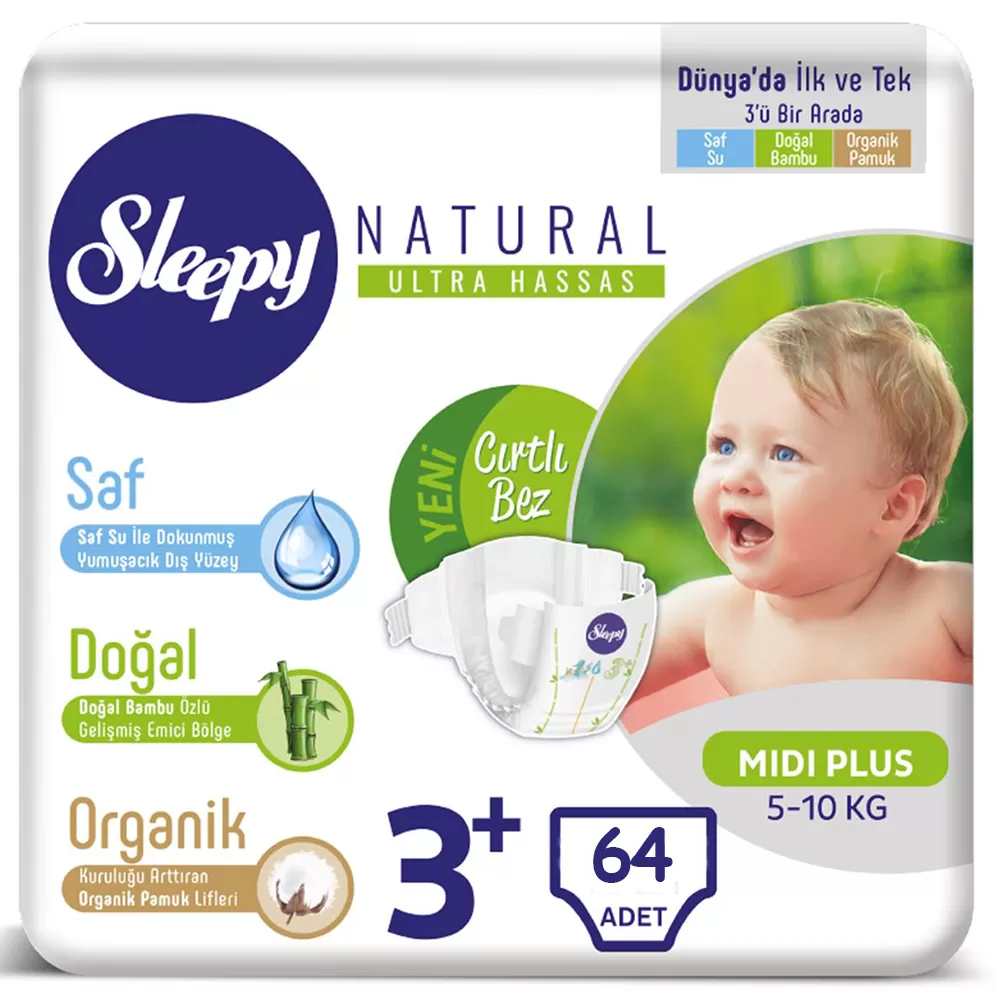 Sleepy Bebek Bezi 3+ Beden 5-10 Kg (2*32) 64 Adet