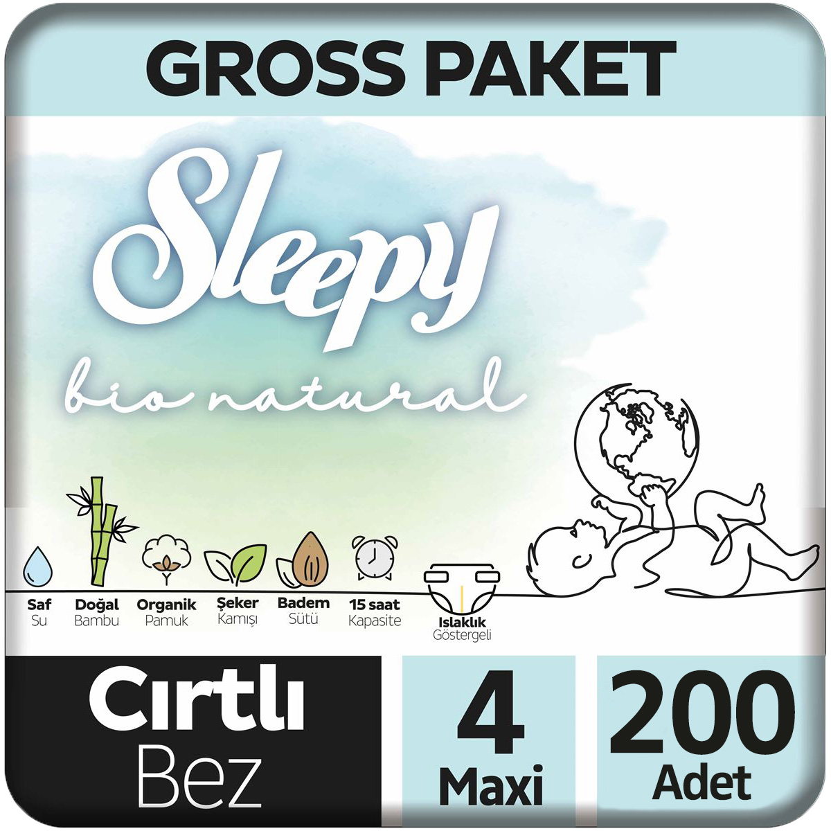 Sleepy Bio Natural Bebek Bezi 4 Beden Gross Paket 100x2 200 Adet