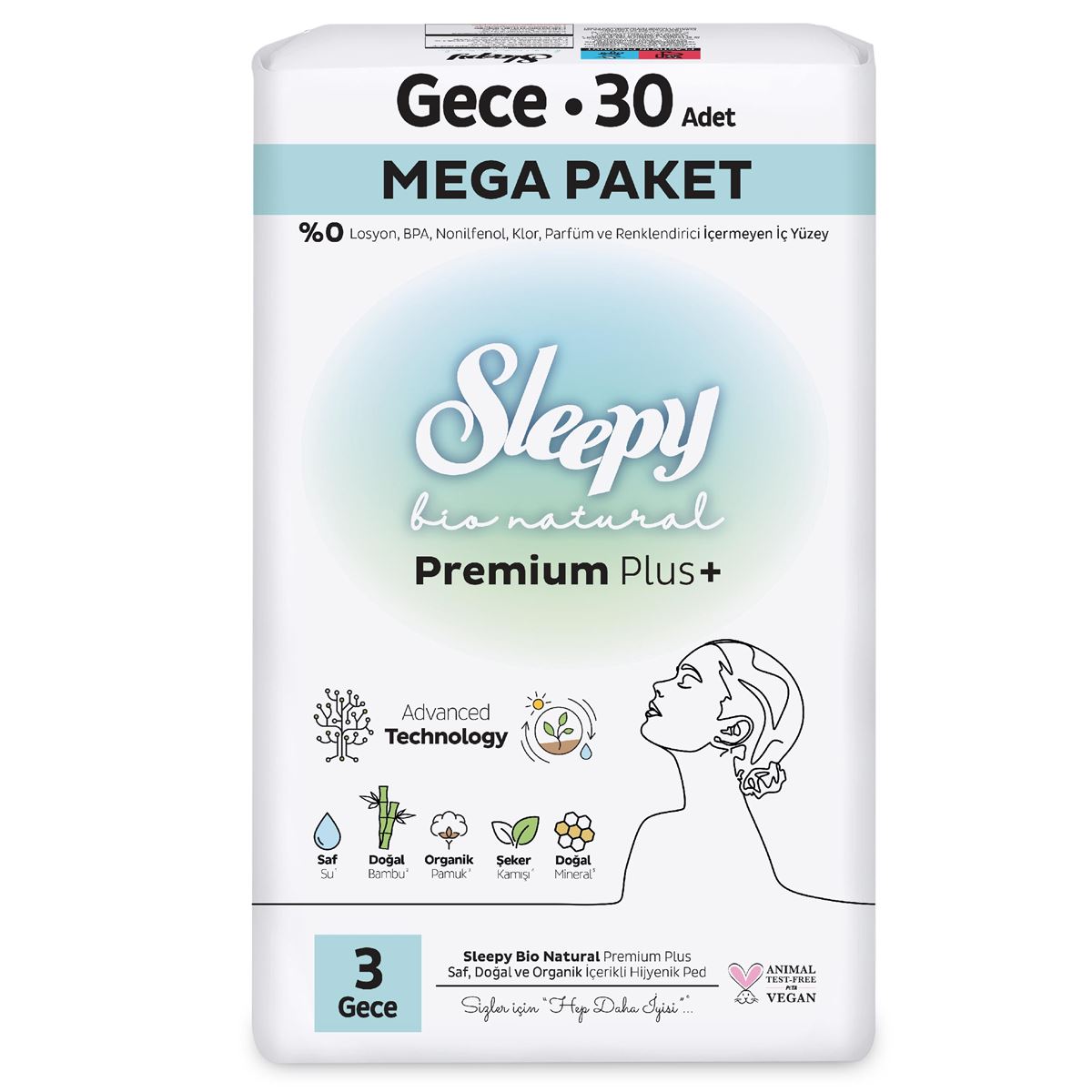 Sleepy Bio Natural Premium Plus Hijyenik Ped Mega Paket Gece 30x4 120 Adet Sleepy Bio Natural Premium Plus Hijyenik Ped Mega Paket Gece 30x4 120 Adet