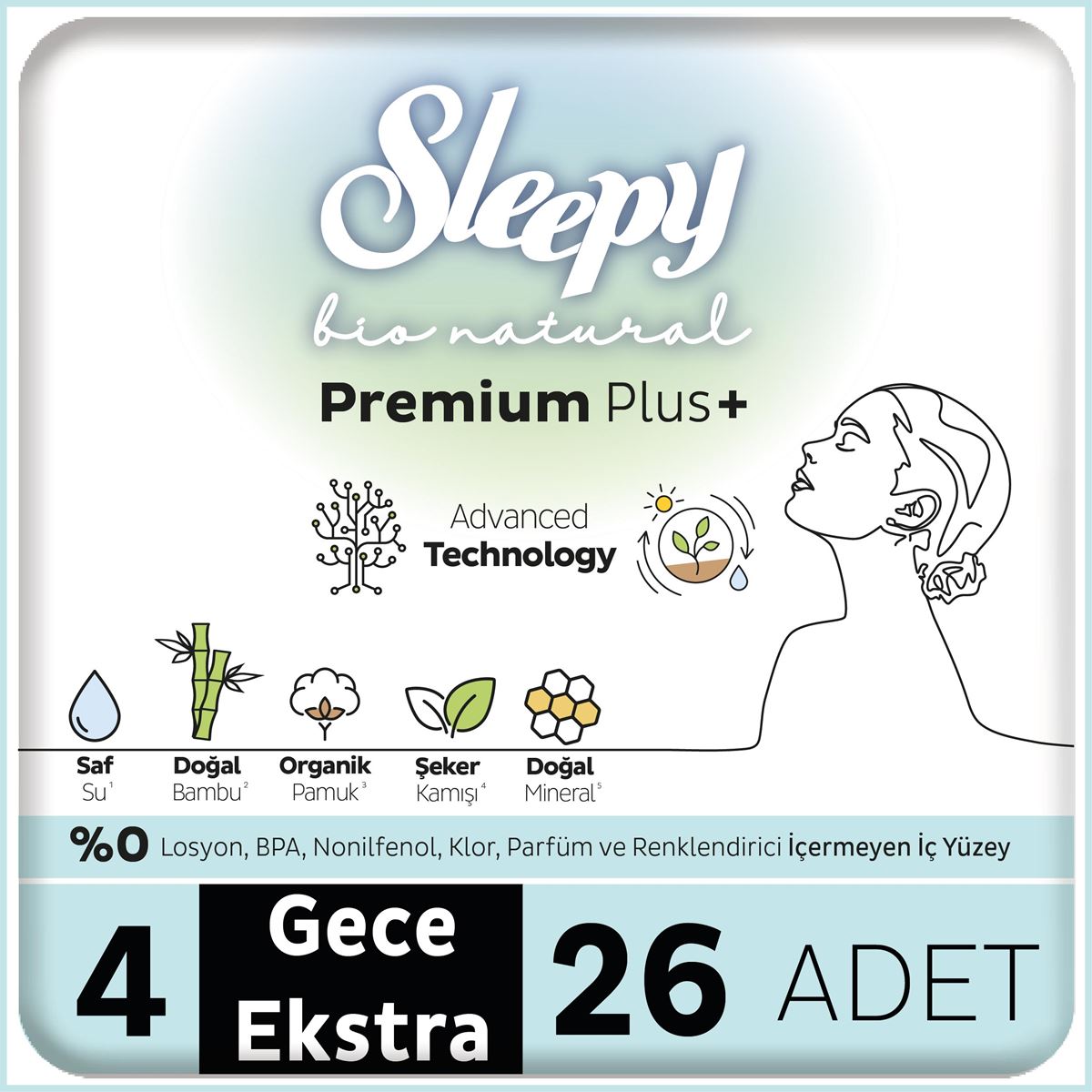 Sleepy Bio Natural Premium Plus Hijyenik Ped Mega Paket Gece Extra 26x2 52 Adet Sleepy Bio Natural Premium Plus Hijyenik Ped Mega Paket Gece Extra 26x2 52 Adet