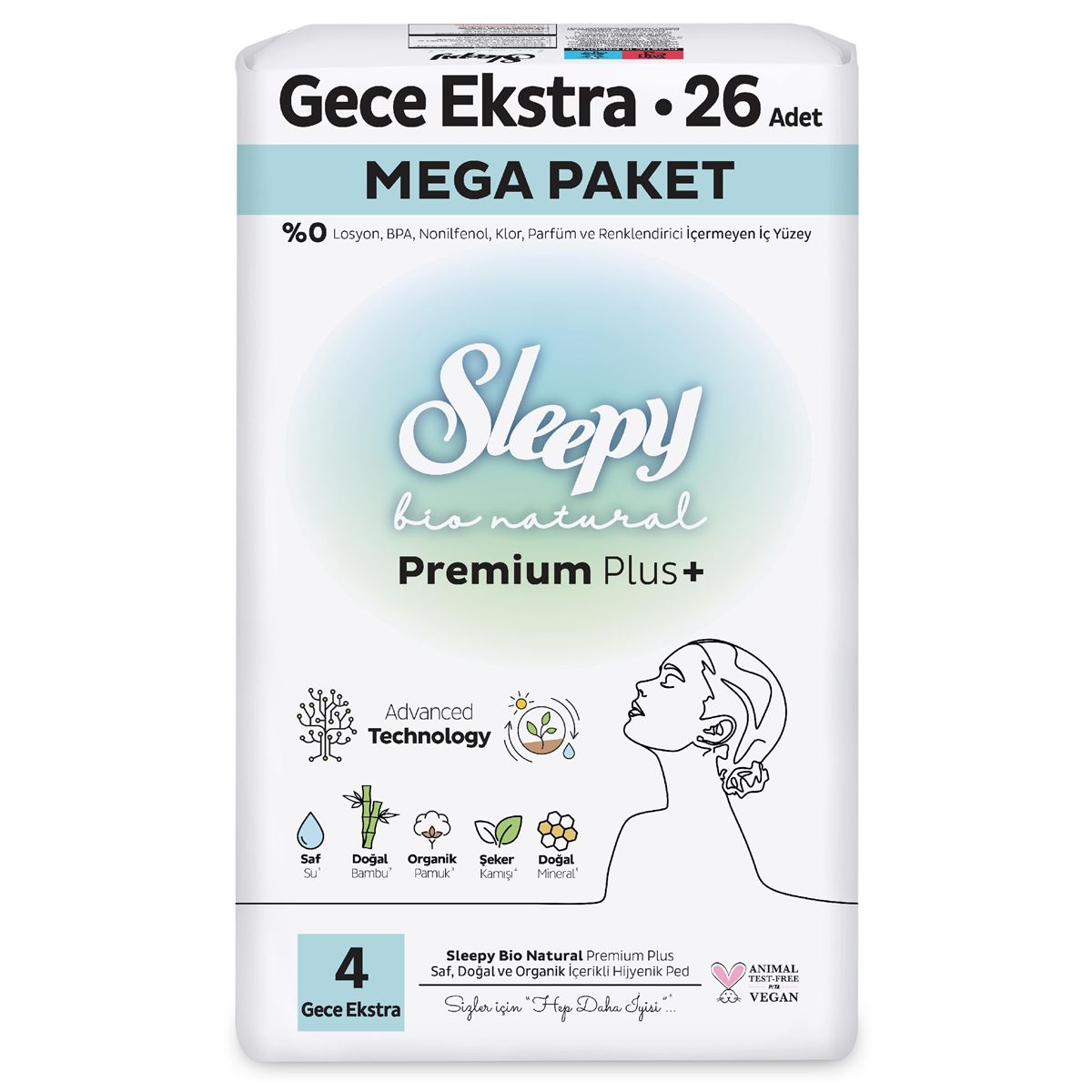 Sleepy Bio Natural Premium Plus Hijyenik Ped Mega Paket Gece Extra 26x3 78 Adet Sleepy Bio Natural Premium Plus Hijyenik Ped Mega Paket Gece Extra 26x3 78 Adet