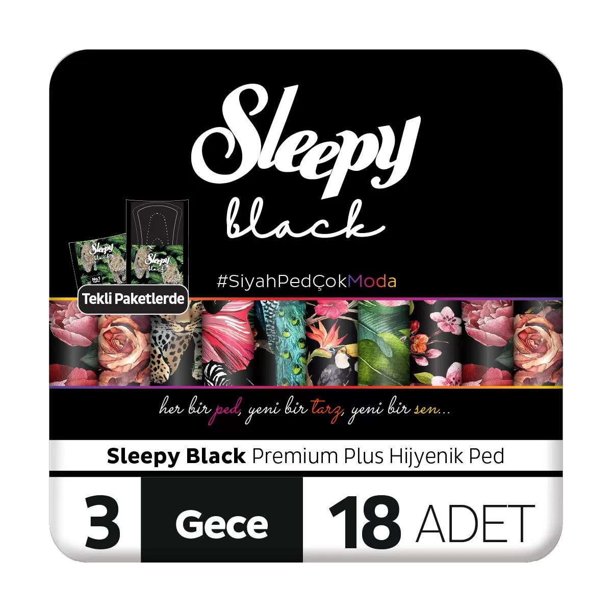 Sleepy Black Premium Plus Hijyenik Ped Gece 18x6 108 Adet Ped