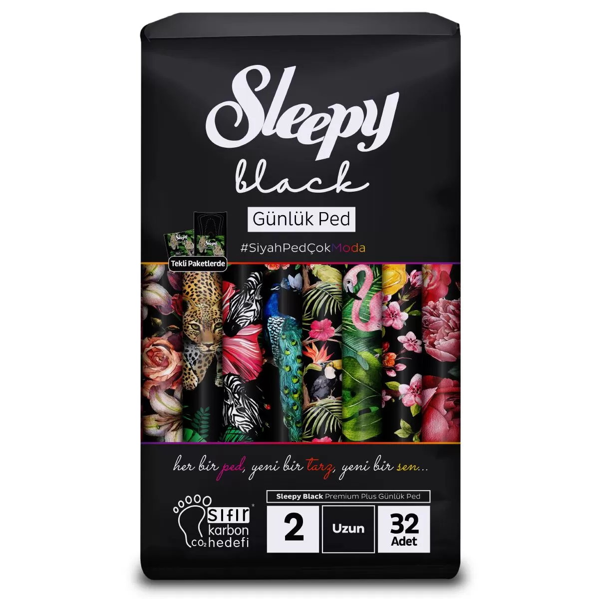 Sleepy Black Premium Plus Günlük Ped Uzun 32x4 128 Adet Ped